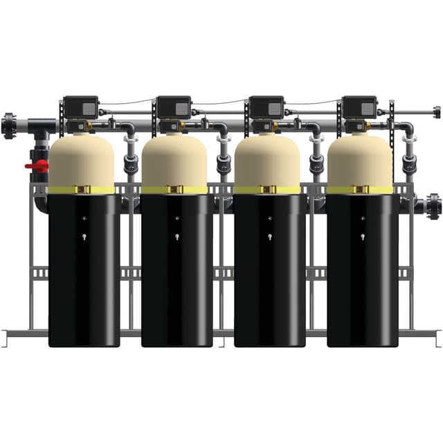 Multi-tank commercial water softening system