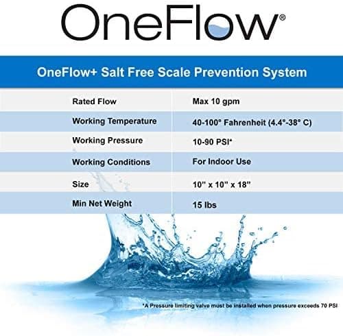 Watts OneFlow+ salt-free scale prevention system specifications